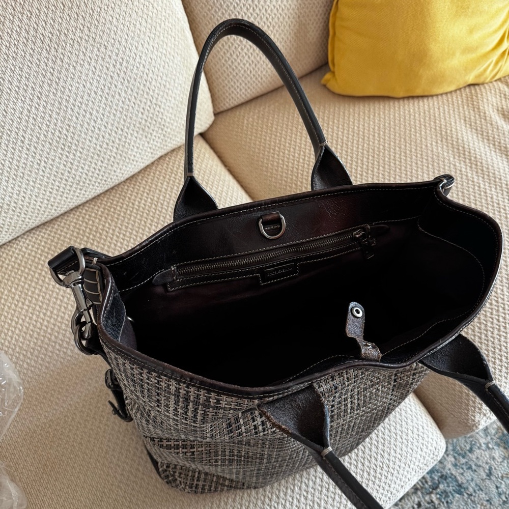 Dolce & Gabbana Black and Gray Luggage Bag with Leather Trim